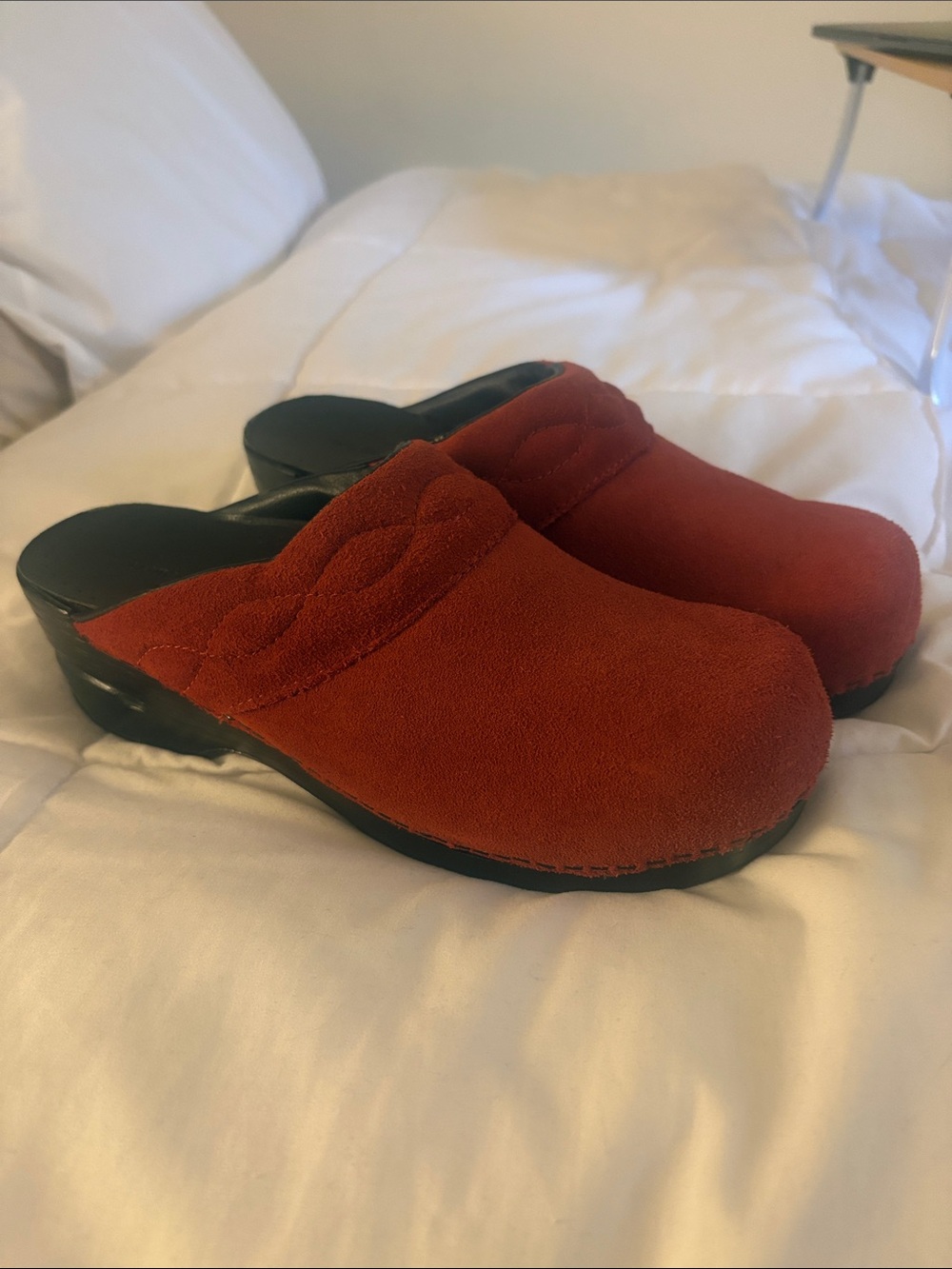 Land’s End Slip-On Suede Clog in Rust Red